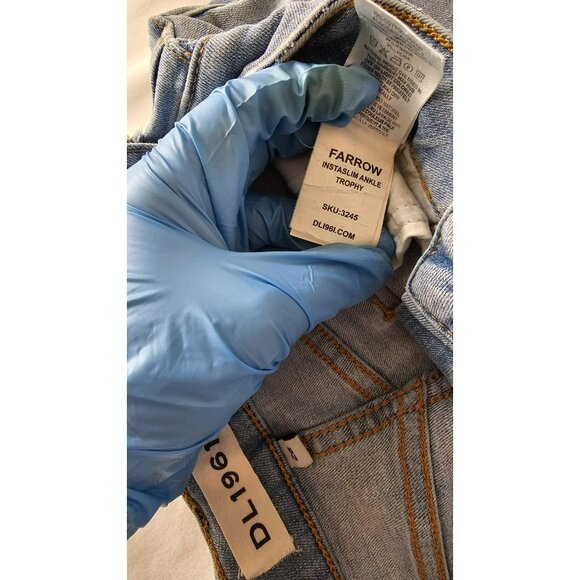 DL1961 Jeans Women Sz 26 Blue Instaslim Ankle Mid-Rise Distressed Thrashed - Picture 15 of 15